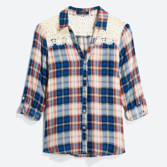 Papermoon Tops - Papermoon Rue Lace Detail Top XL Blue